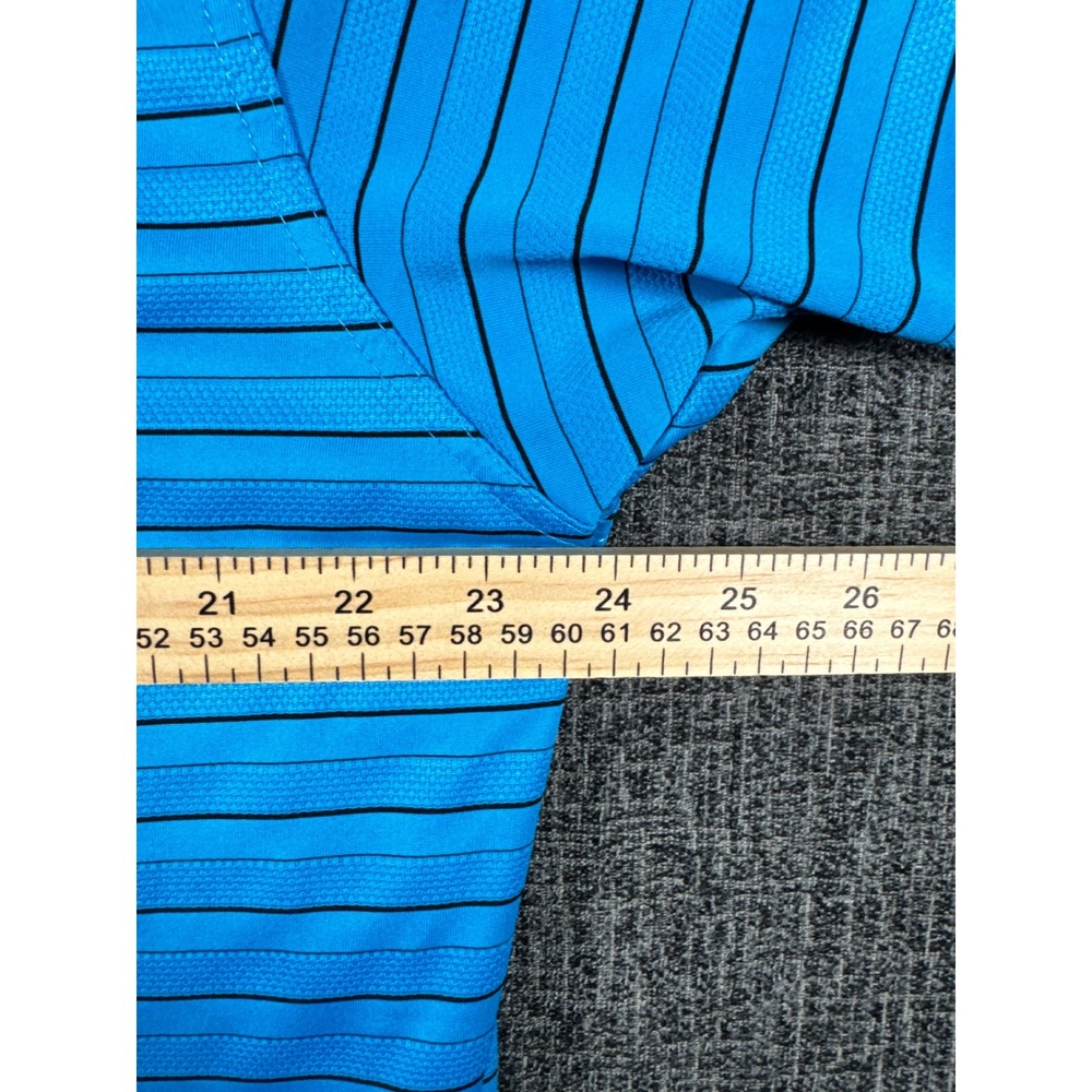 PGA Tour Mens XL Blue Striped Short Sleeve Performance Golf Polo Shirt - Picture 7 of 12